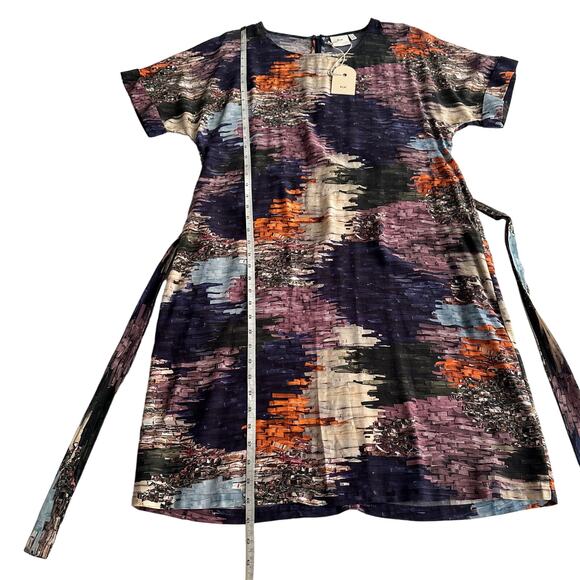 ELK NWT Arden Short Sleeve Belted Impressionist Print Midi Shift Dress sz 4 - Picture 9 of 15